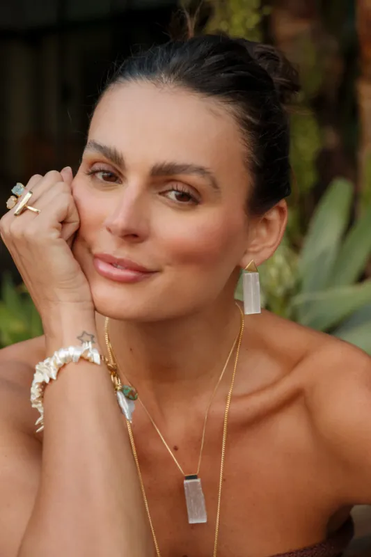 Isla Pearl Turquoise and Crystal Gold Bracelet