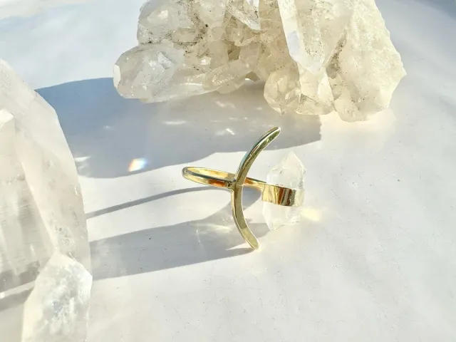 New Moon Crystal Gold Ring