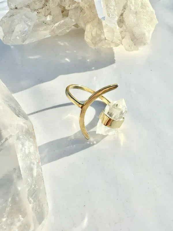 New Moon Crystal Gold Ring
