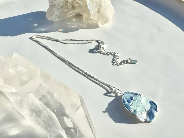Silver Aquamarine Dune Necklace