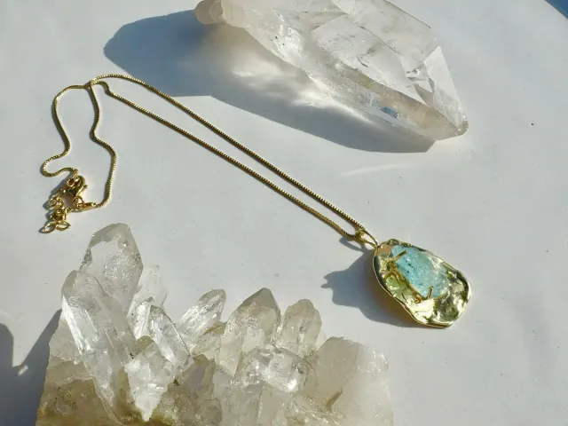 Dune Aquamarine Gold Necklace