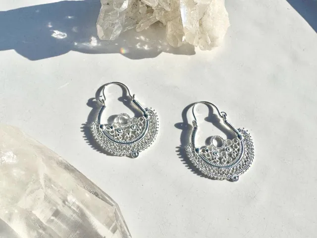 Moroccan Silver Hoop Earrings
