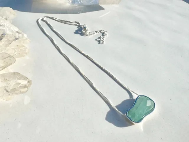 Silver Aquamarine Sky Necklace