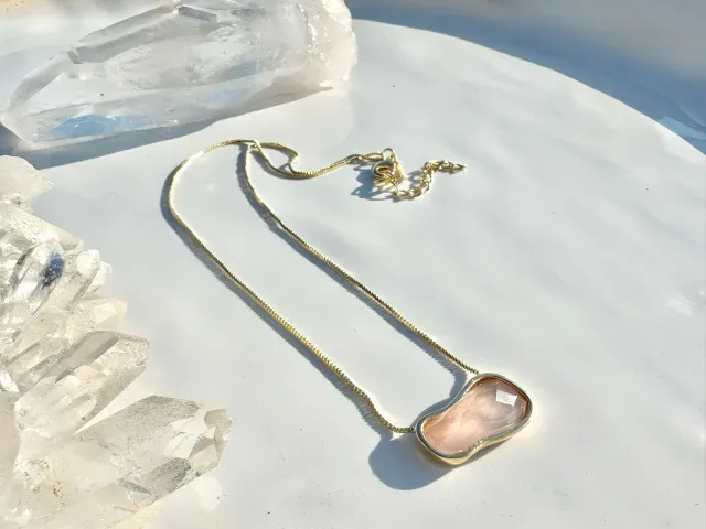 Rose Quartz Gold Sky Necklace