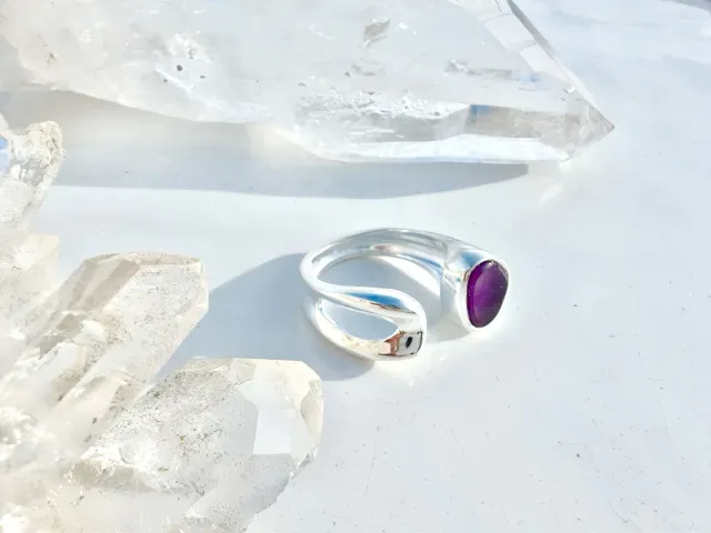 Silver Amethyst Sun Ring