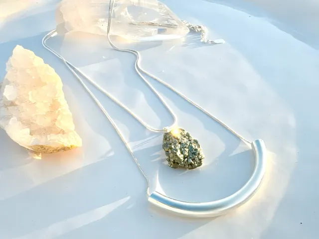 Zaad 2-in-1 Pyrite Silver Necklace