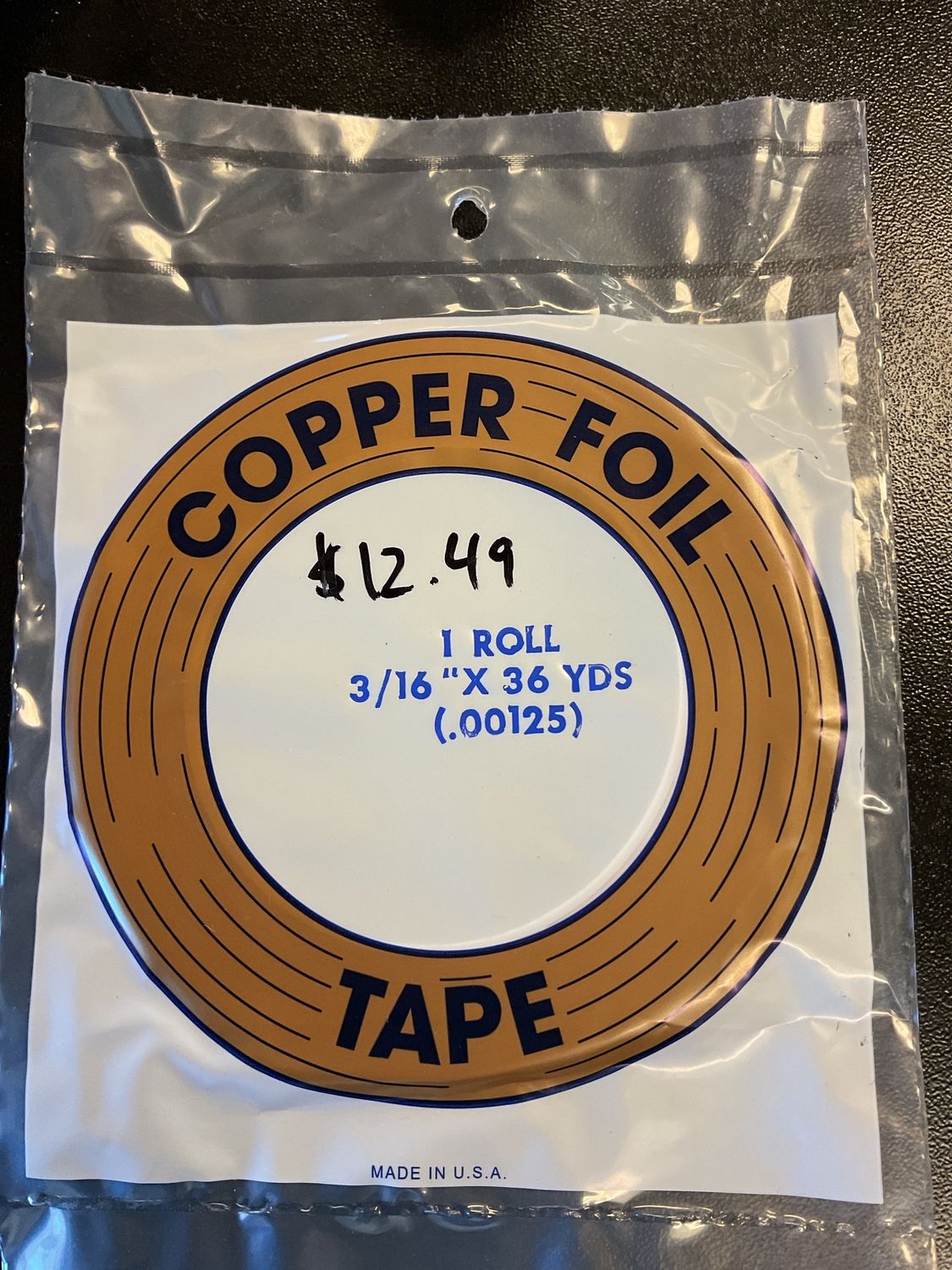 Copper Foil 3/16 x 36 Yards