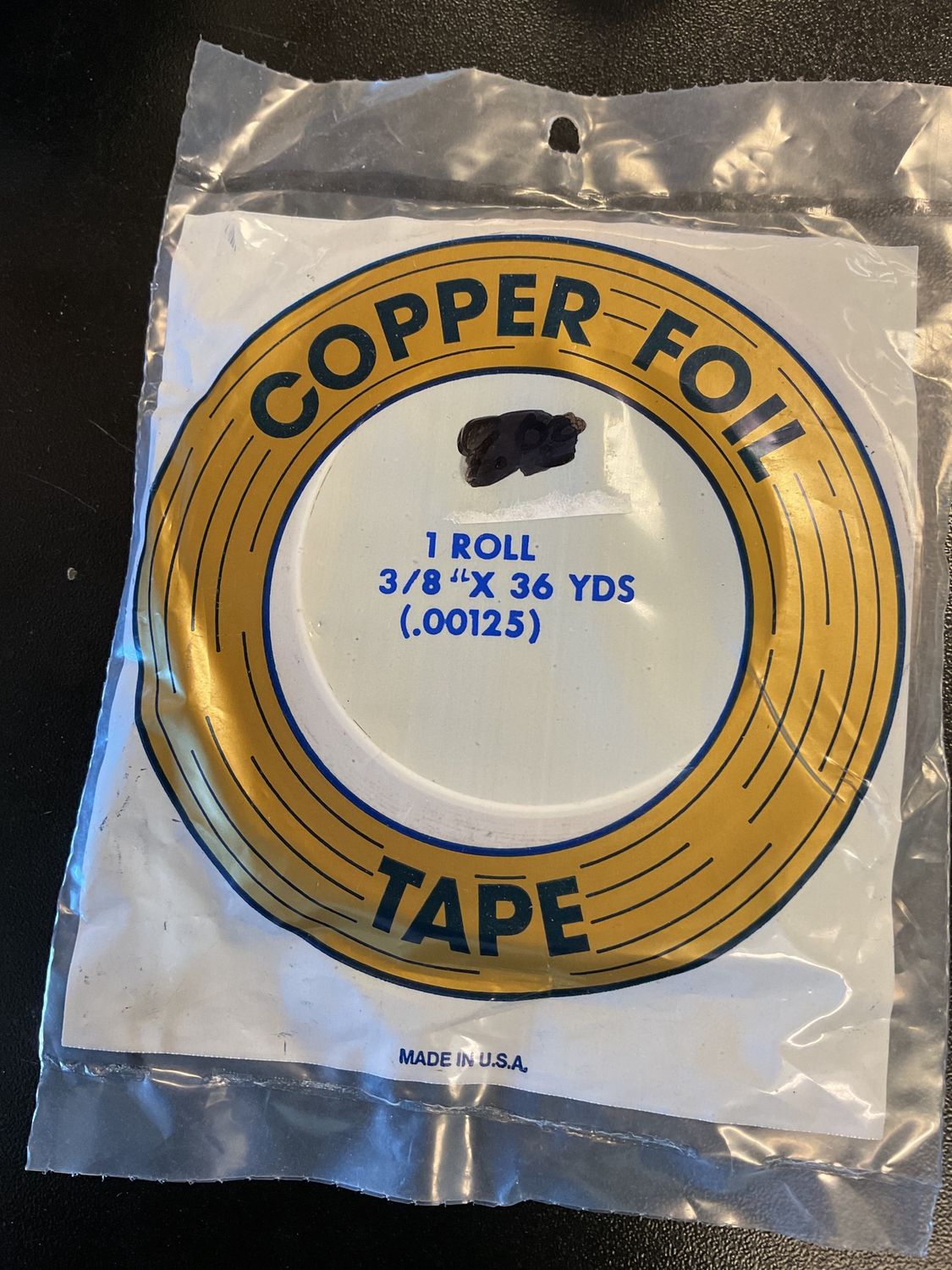 Copper Foil 3/8 x 36 Yards 1.25mm