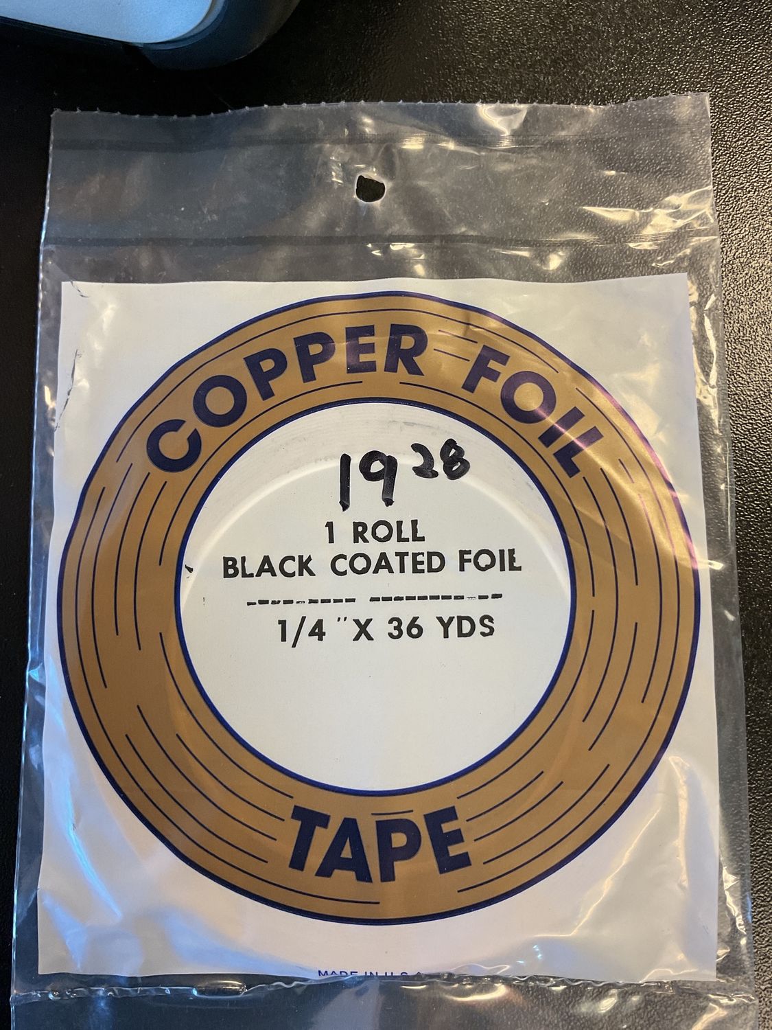 Black Coated Copper Foil 1/4 x 36 Yards