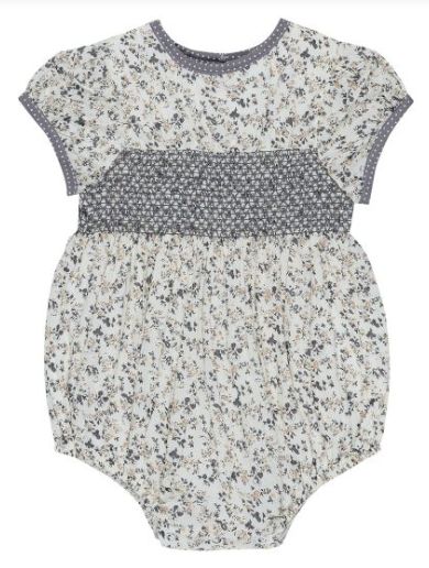 Arthur Ave neutral love floral smock playsuit