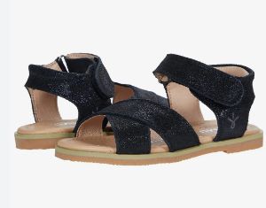Emu Rose Black Leather Sandal