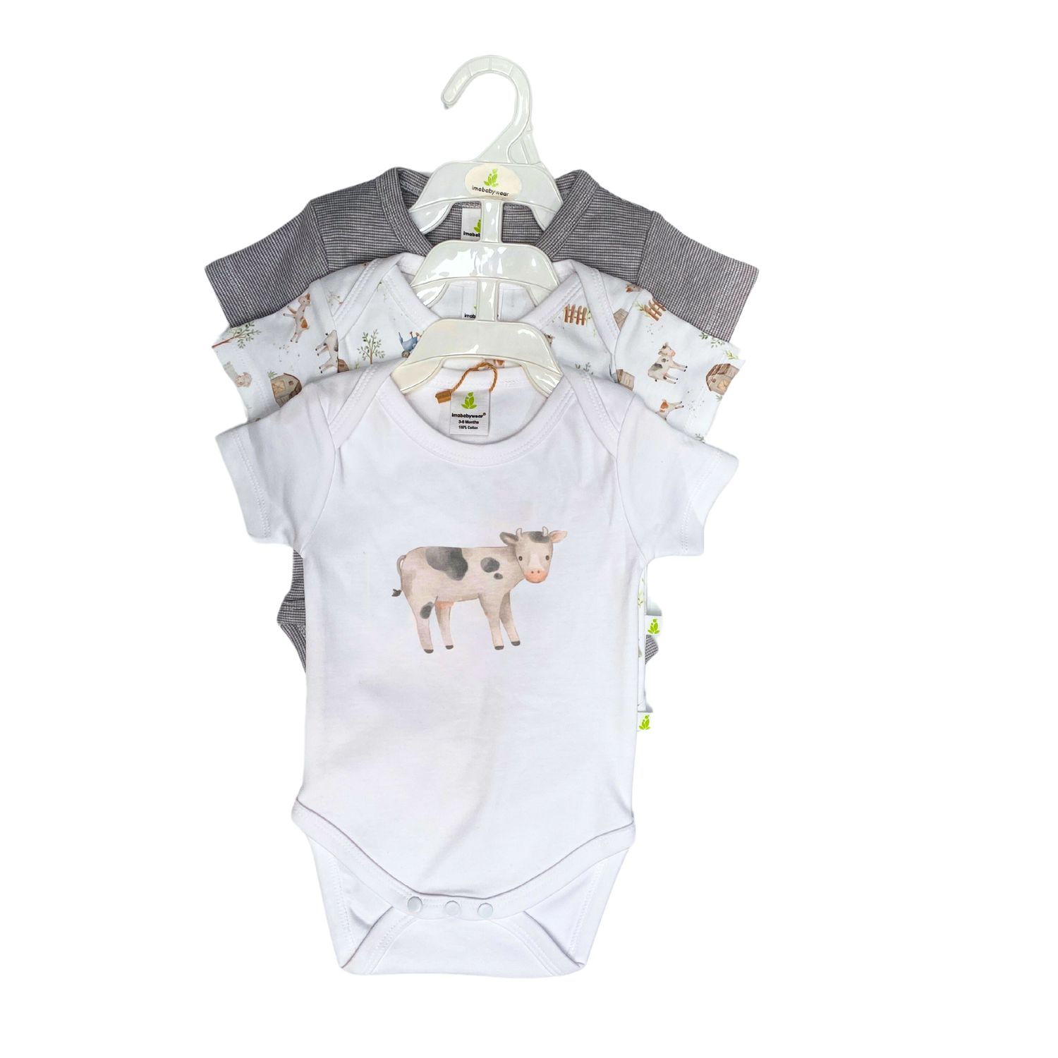Imababy 3pce Short Sleeve Bodysuit Set