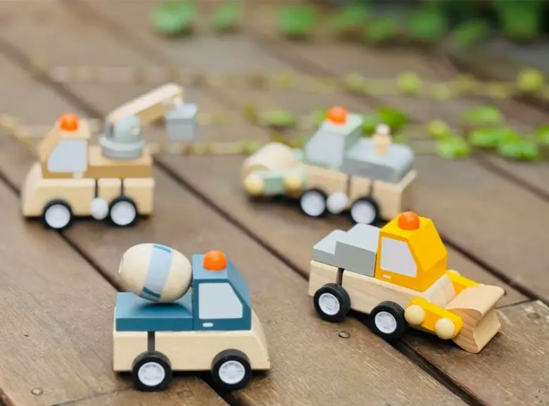 Wooden Wind up Construction Trucks
