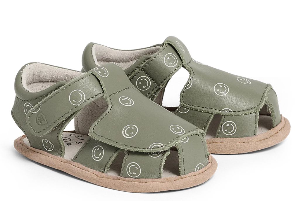 Pretty Brave Milo Sandal, Colour: Khaki Smiley, Size: Small