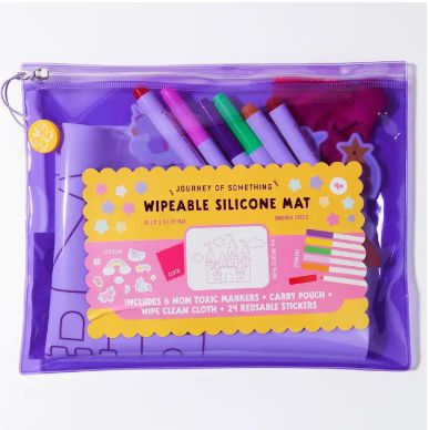 Wipeable Silicon Colouring  Mat, Style: Unicorn Castle