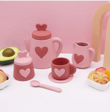 Silicone Tea Set, Colour: Pink
