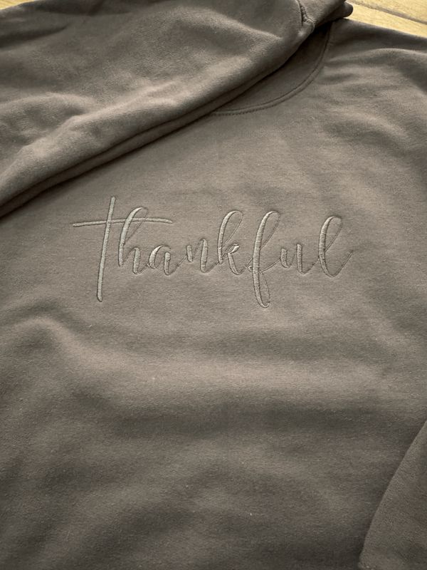 THANKFUL – Embroidered Sweatshirt or Tee – Fall Cozy Boutique Top