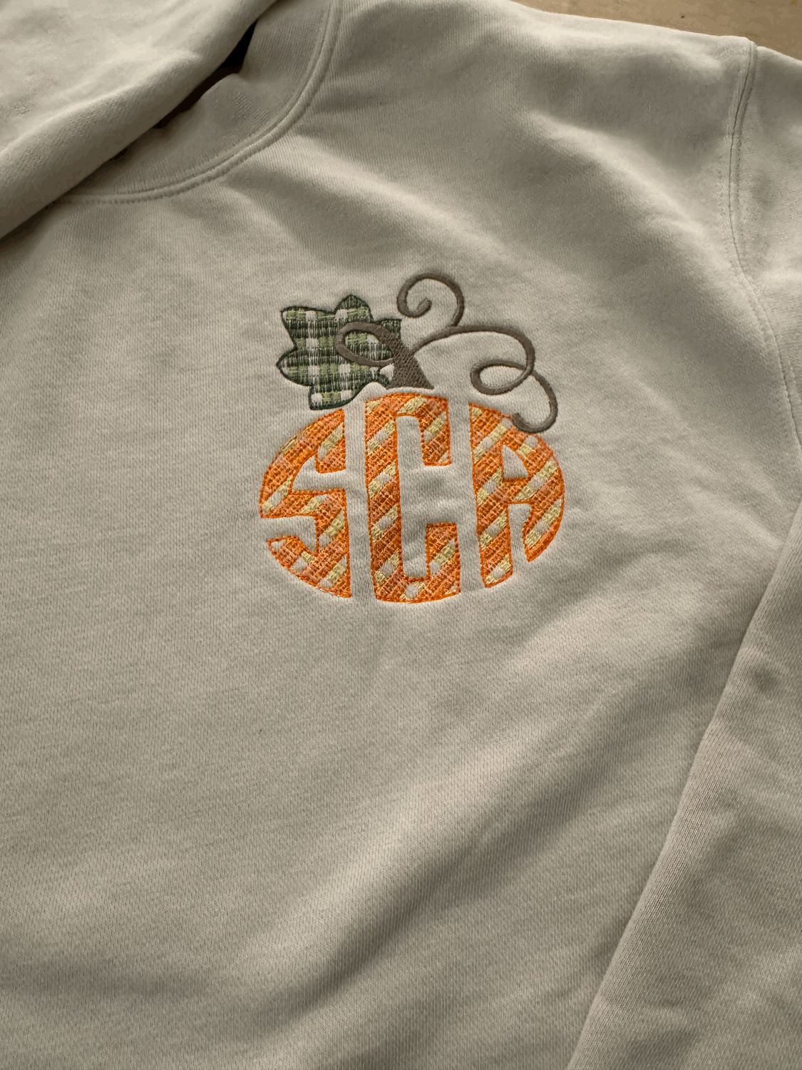 Pumpkin Monogram Fall Embroidered Sweatshirt, Long Sleeve, or Pocket Tee