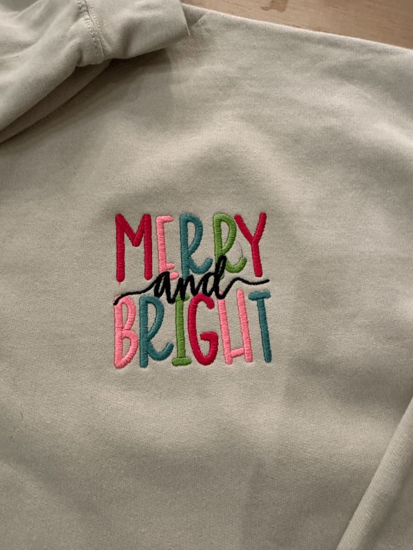Merry &amp; Bright – Pocket Embroidery Tee / Long Sleeve / Sweatshirt
