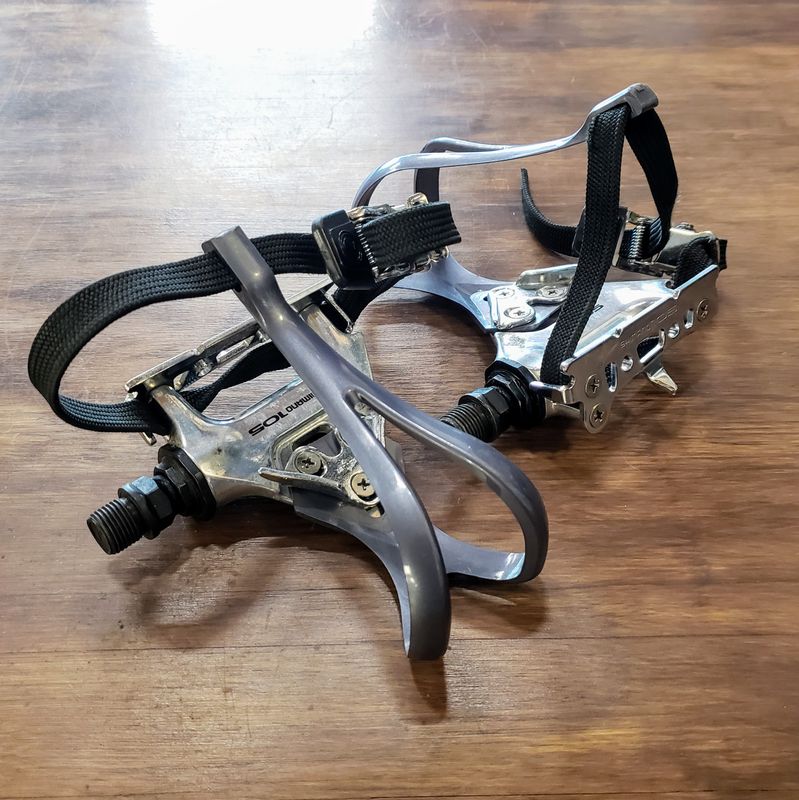 Pédales Shimano PD-1051 Vintage Avec Cale-pieds Binda Prestige – État VVGC