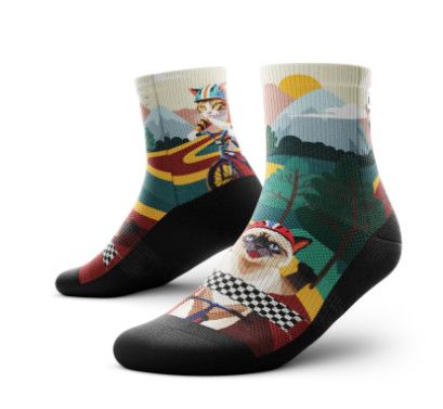 Outway Quarter Socks, Color: Fast and Furriest, Size: S/M