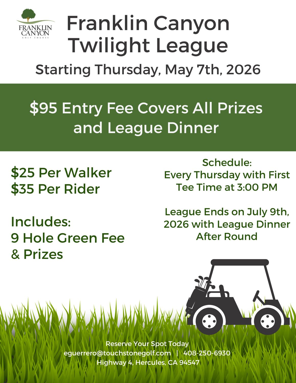 Franklin Canyon Fall Twilight League Entry Fee