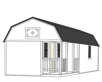 Lofted Corner Porch Shed