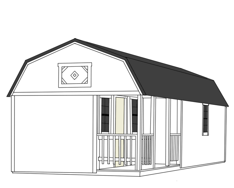 Lofted Corner Porch Shed