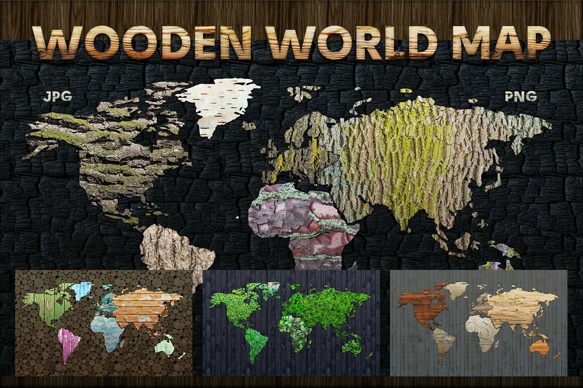 Wooden World Map Pack