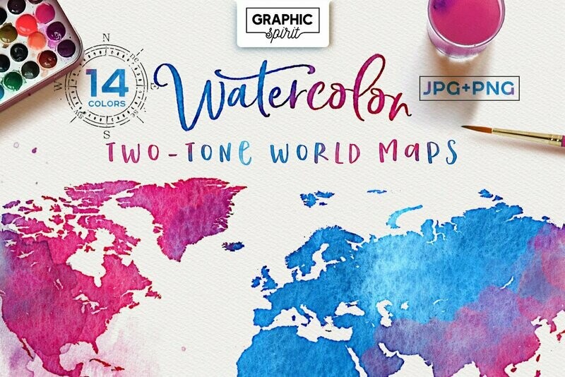 Watercolor Maps - TWO-TONE PACK