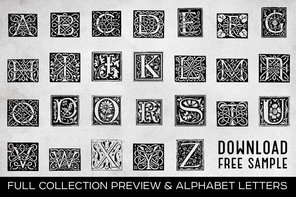 28 in 1 vintage letters collection graphic spirit create your own amazing design