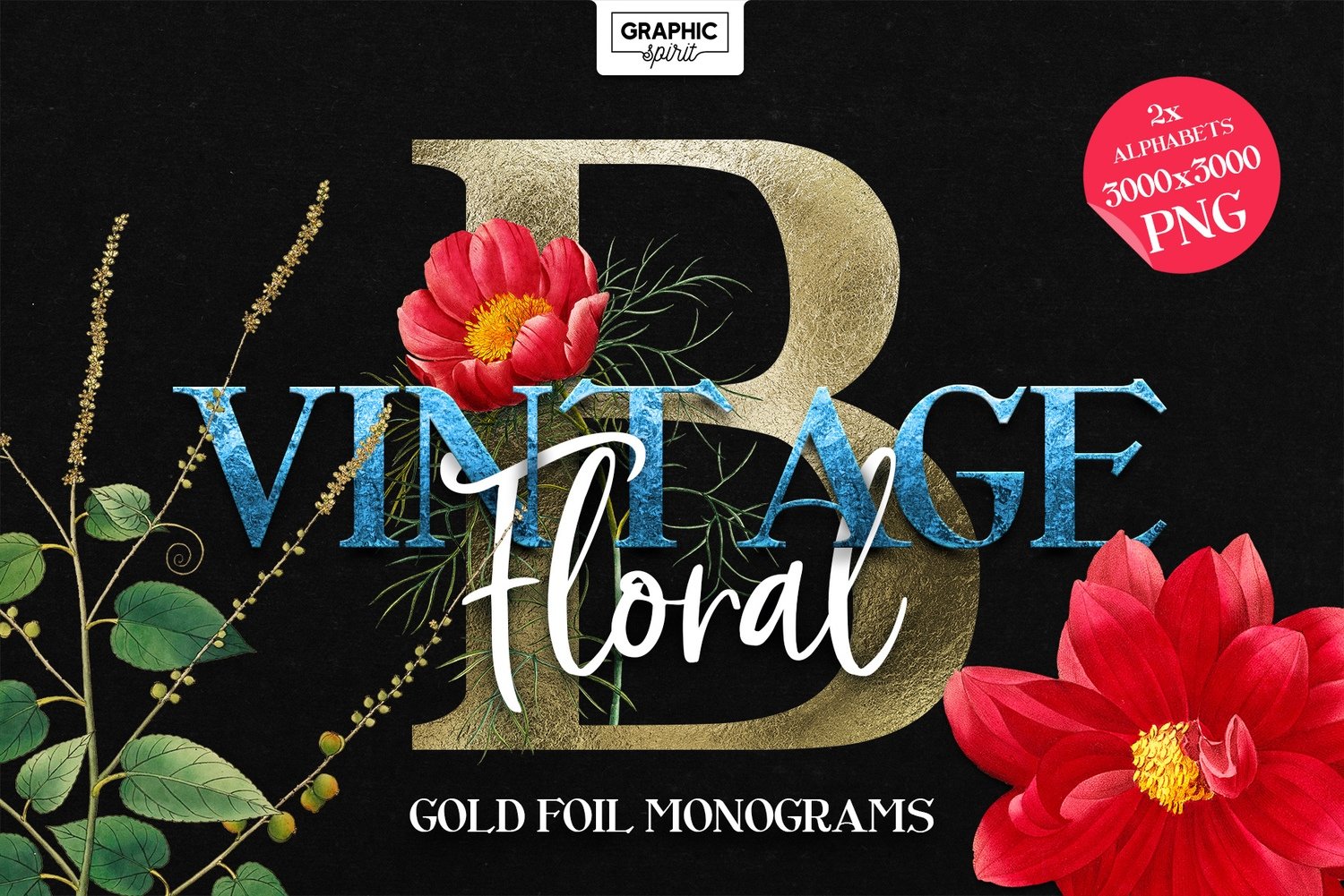 ❤️VINTAGE Floral Gold Foil Monograms