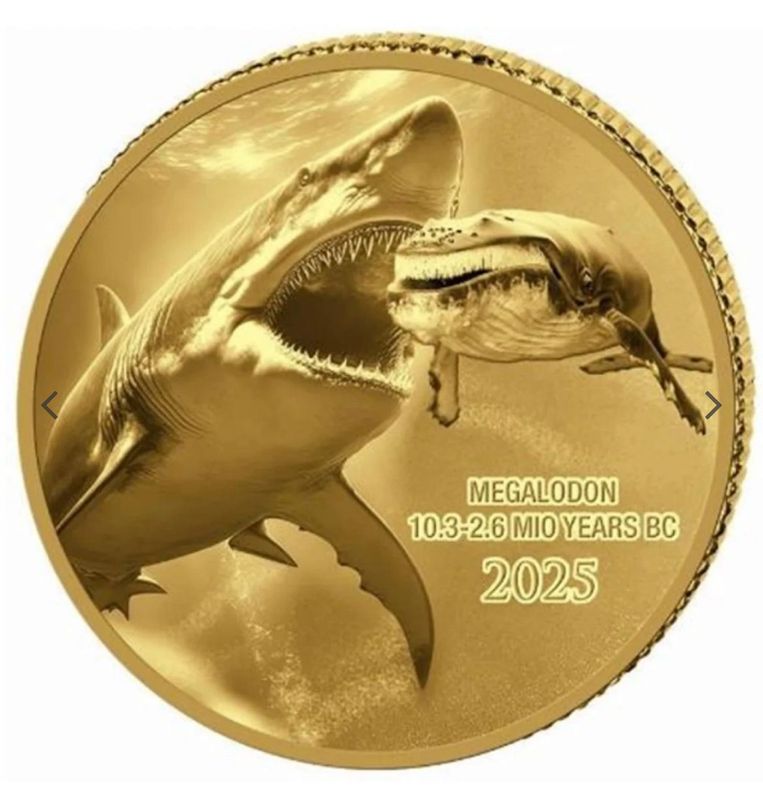 Kongo 100 Francs 2025 Megalodon Prehistoric  0,5 g Gold 9999 Proof