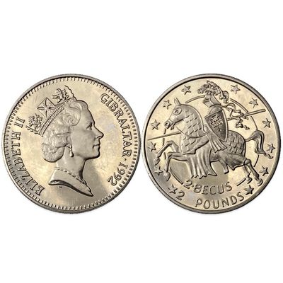 Gibraltar 2.8 ECUs / 2 Pounds 1992