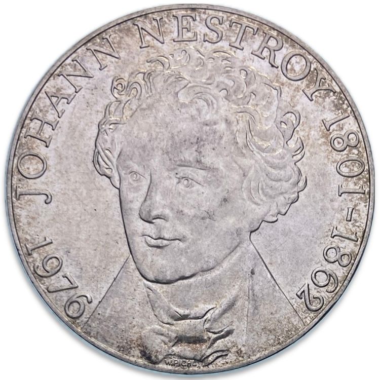 Silver Austria 100 Schilling Johann Nestroy 1976
