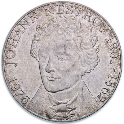 Silver Austria 100 Schilling Johann Nestroy 1976