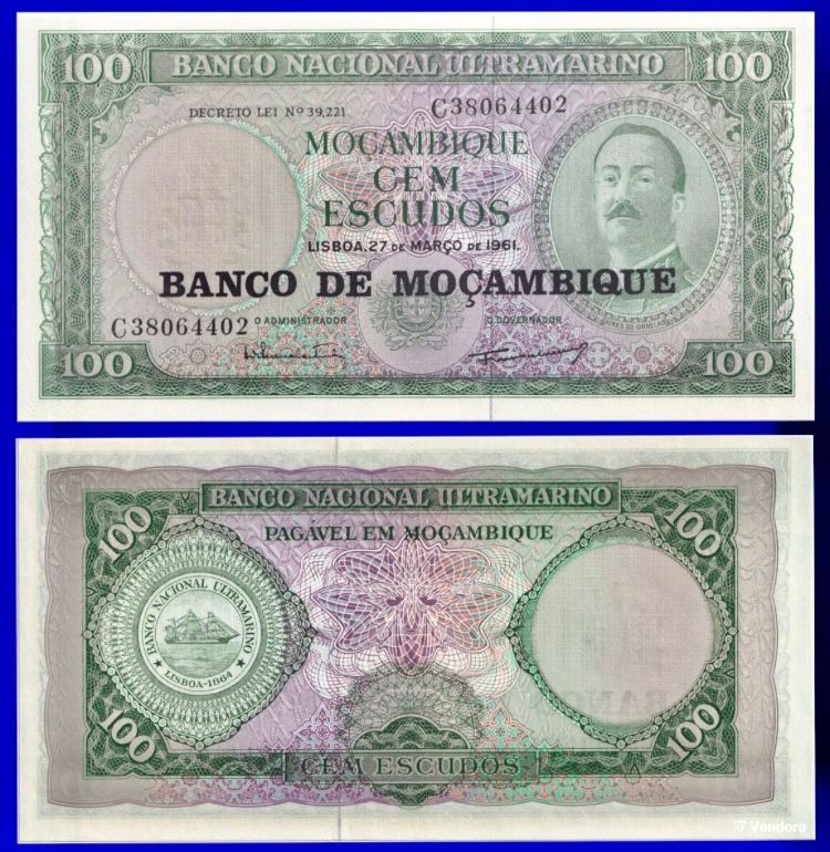 Mozambique 100 Escudos 1961 UNC