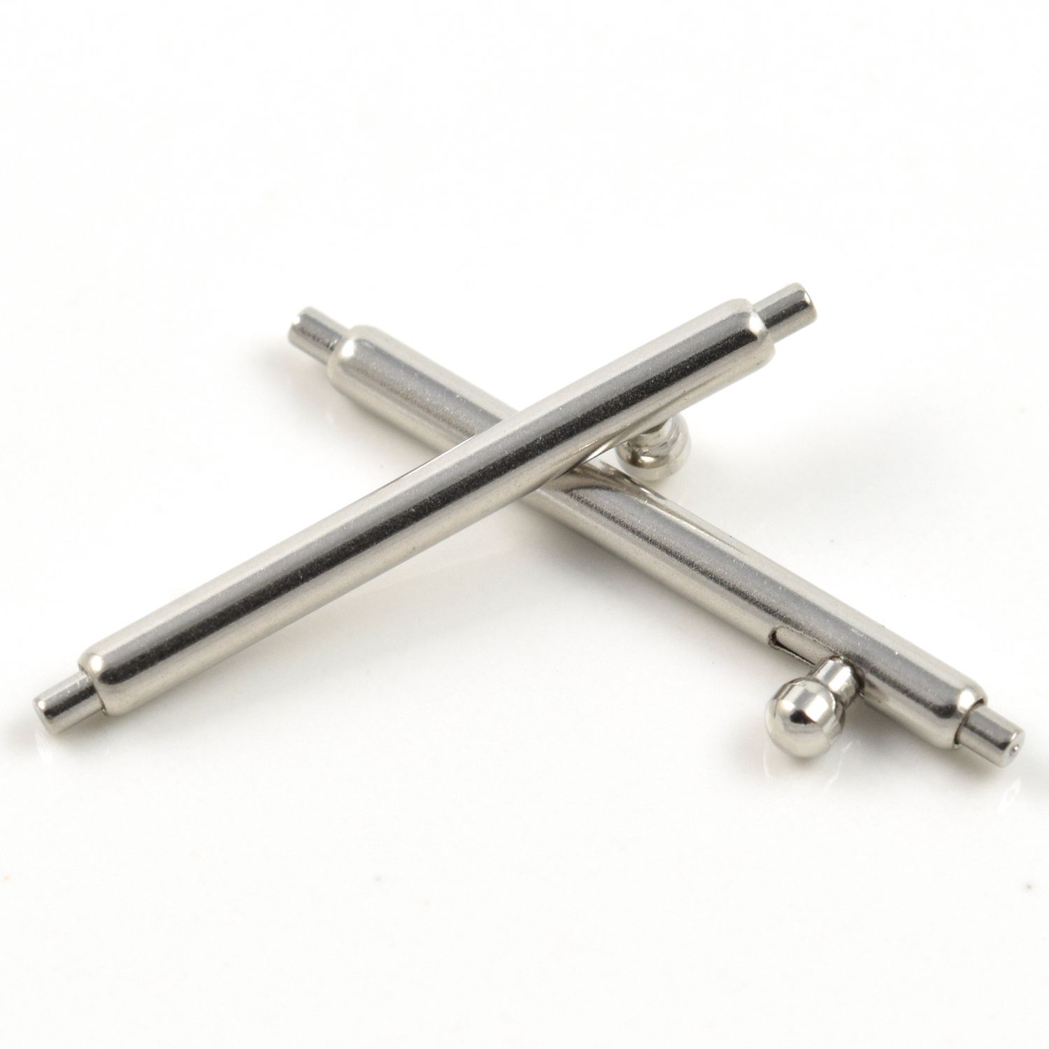 Pair of new quick release stainless steel watch spring bars with visible side-mounted release knobs, shown on a white background. Designed to fit some Cartier Santos-Dumont Small 4242 watches.