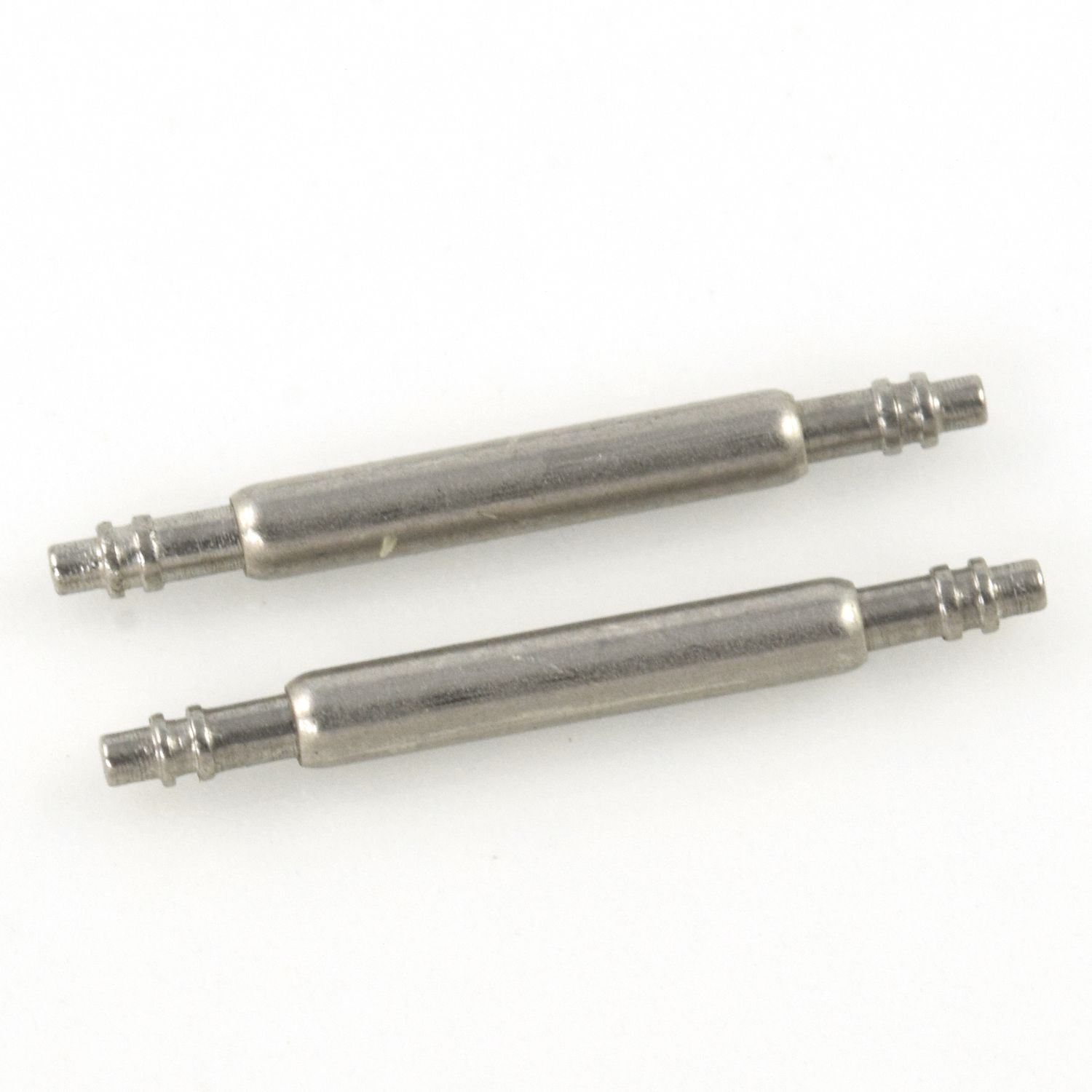 Close-up of two stainless steel watch spring bars with double-flanged ends on a white background, compatible with Cartier Ballon Bleu 42mm models including 3765, 3941, and 3001.