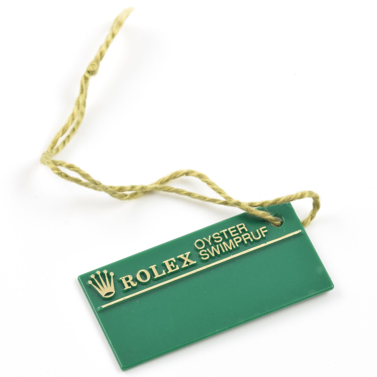 Rolex Oyster Perpetual 31mm 77080 green watch tag with gold logo and original string