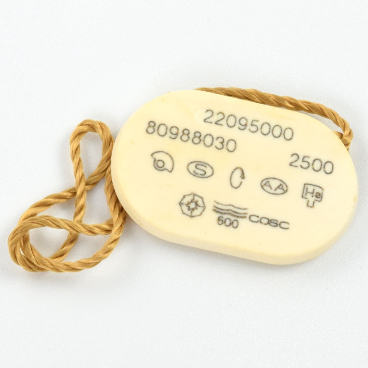 Omega Seamaster Planet Ocean 42mm cream hang tag for 2209.50.00 watch with reference numbers and original gold string