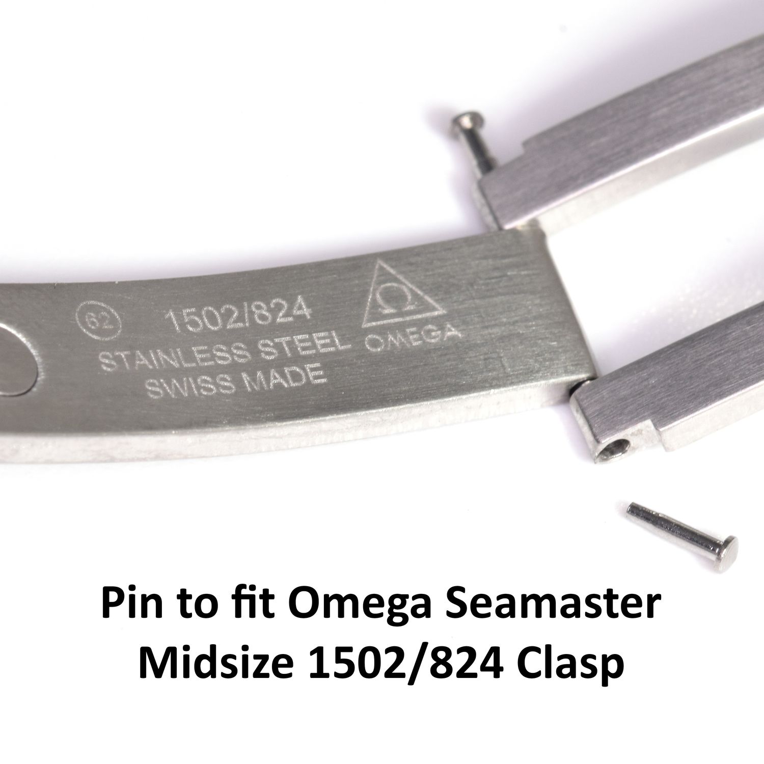 Replacement hinge pin for Omega Seamaster midsize 1502/824 stainless steel watch clasp