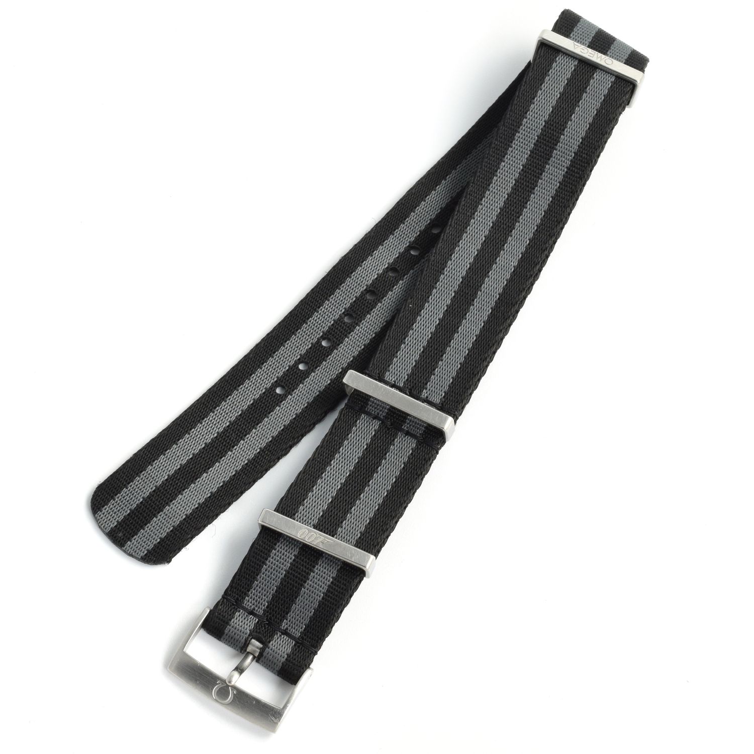 Omega Seamaster 007 Spectre NATO 21mm Black &amp; Grey CWZ003210 Watch Strap with Buckle