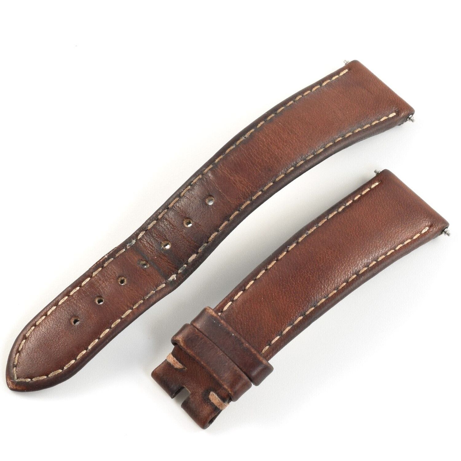 Omega Speedmaster Moonwatch Brown Calf Leather Strap – 98000409 Tapered 19mm to 16mm Width with White Stitching