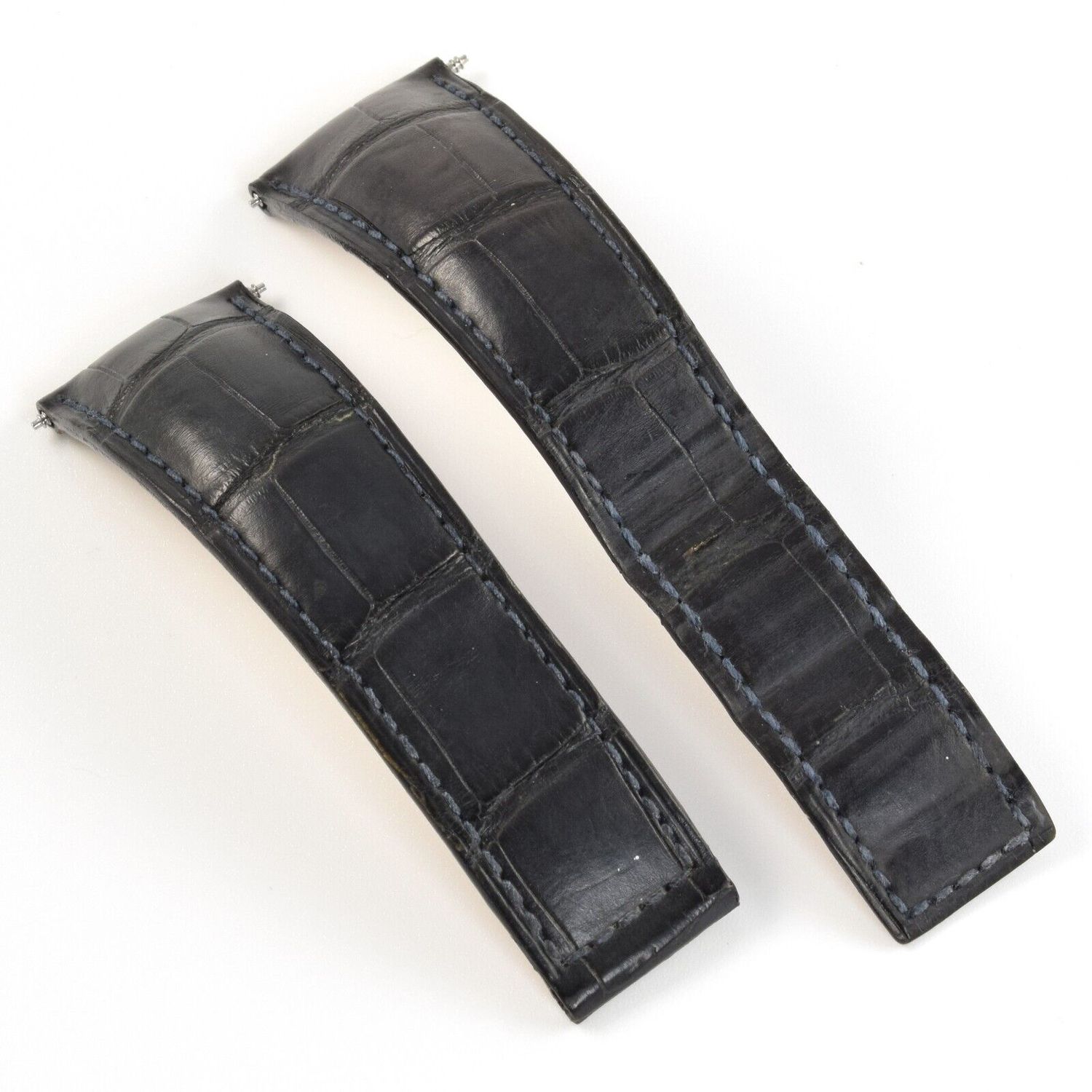 Genuine TAG Heuer Monaco Black Alligator Leather Watch Strap – 22mm to 18mm Tapered Width with Blue Stitching