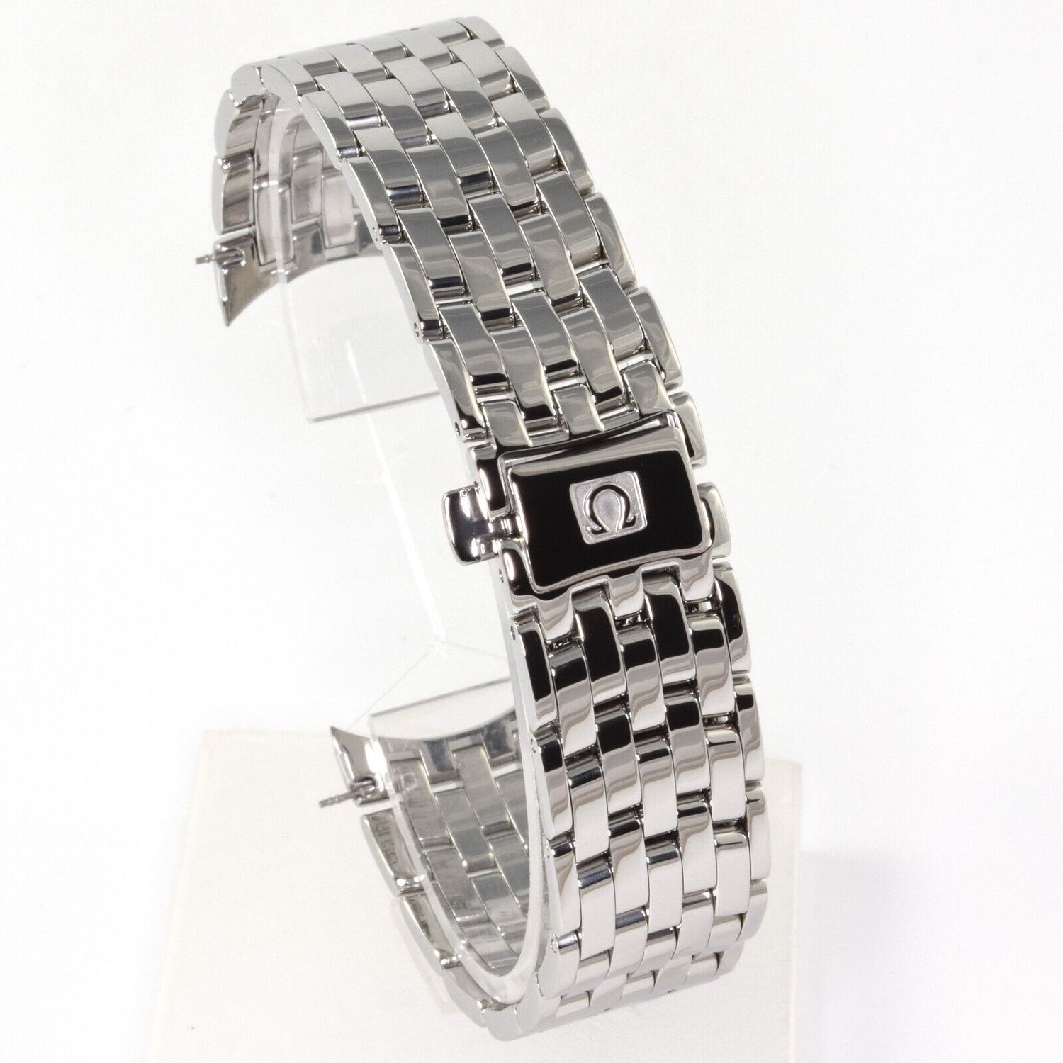 Omega De Ville Prestige 1508/835 stainless steel men&#39;s watch bracelet with polished five-link design and 19mm width