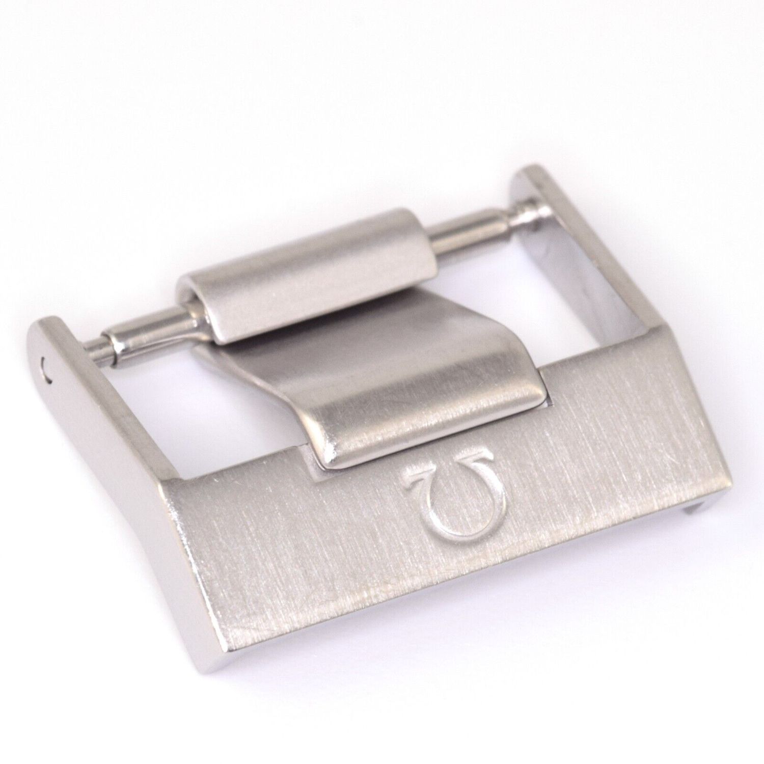 Authentic Omega Seamaster 94512012 stainless steel 20mm watch buckle clasp with engraved logo and brushed finish