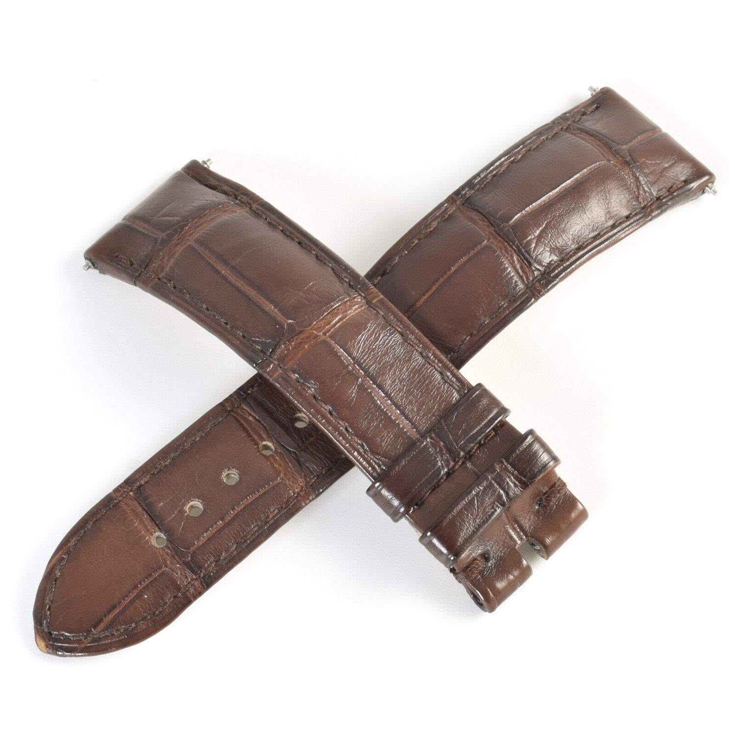 Genuine Omega De Ville Prestige CUZ006772 brown alligator leather 20mm to 18mm watch strap with curved ends – authentic replacement for Omega watches