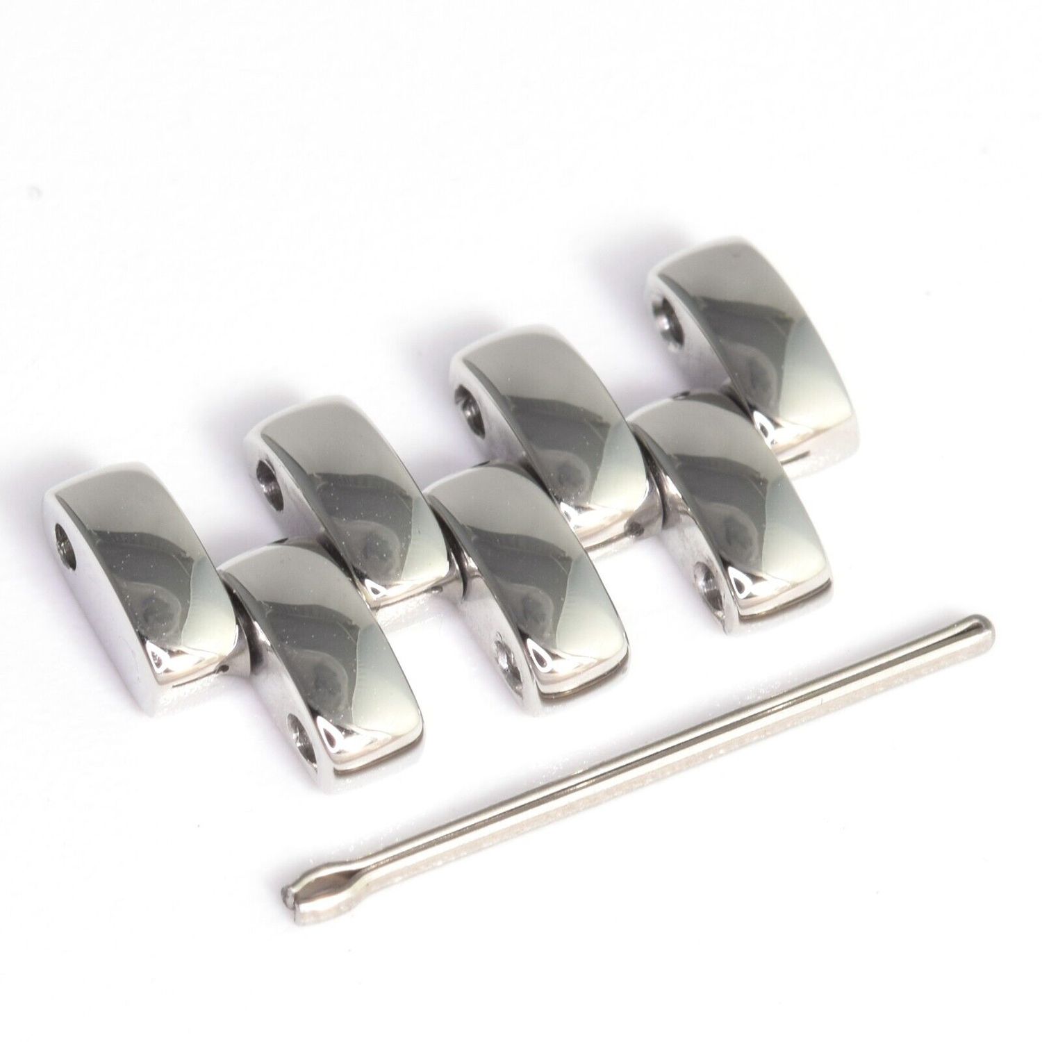 Genuine Omega De Ville 1500/820 polished steel 16mm wide watch strap link set with connecting pin – authentic replacement part for Omega watches
