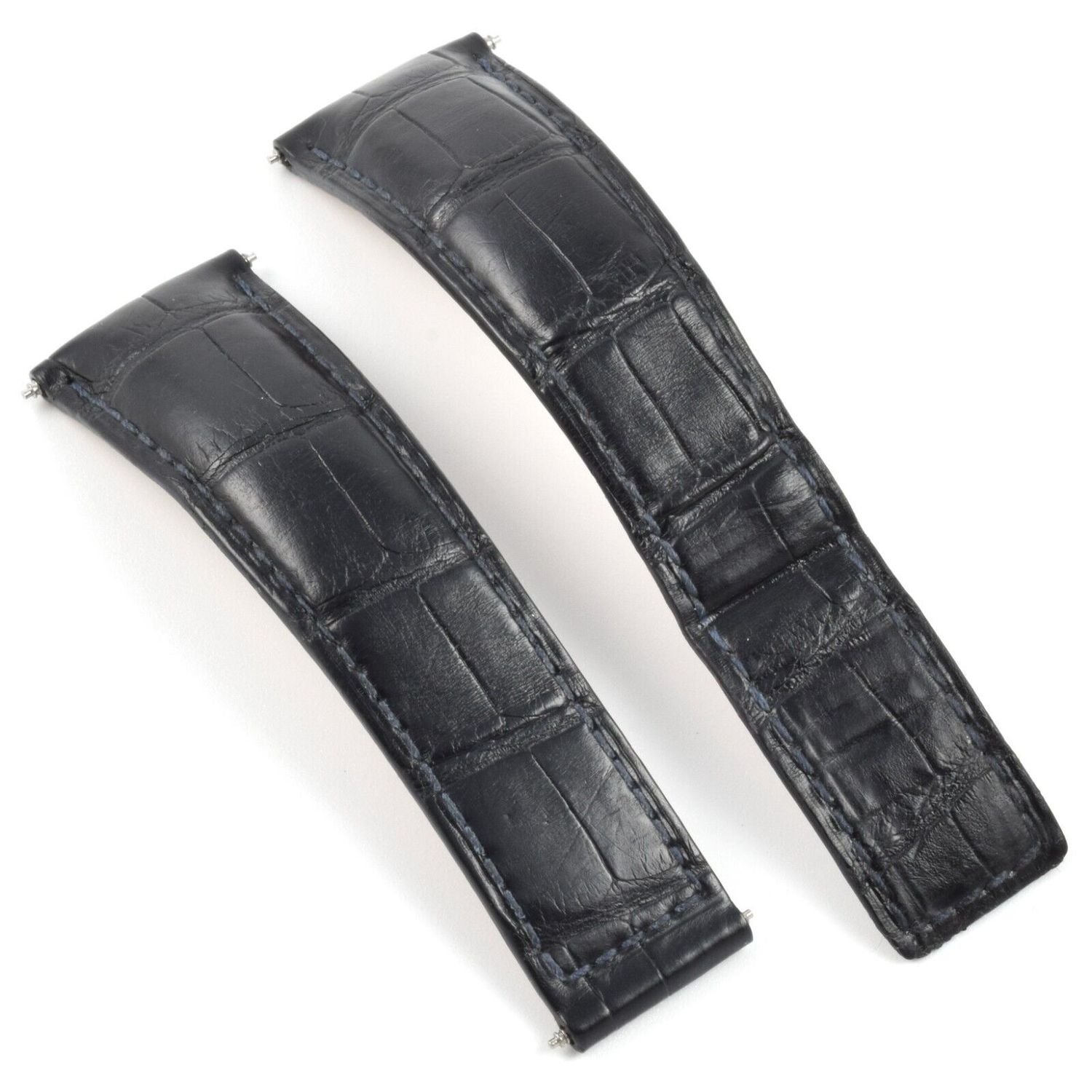 Genuine TAG Heuer Carrera black alligator leather 21mm to 18mm watch strap with curved ends – authentic replacement band for TAG Heuer watches